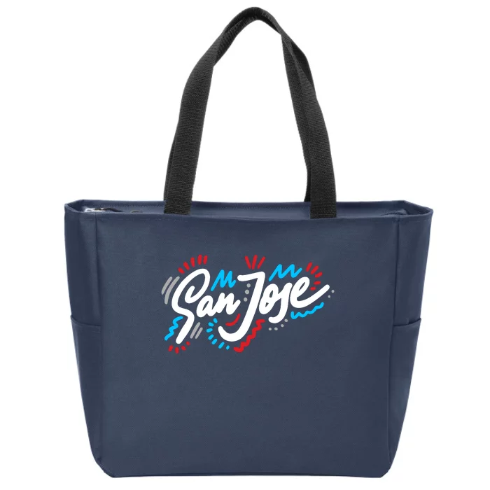 San Jose Hand Drawn Logo Zip Tote Bag