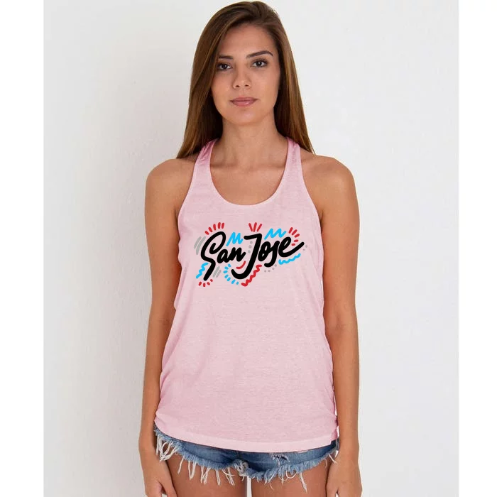 San Jose Hand Drawn Logo Women's Knotted Racerback Tank