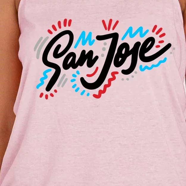 San Jose Hand Drawn Logo Women's Knotted Racerback Tank