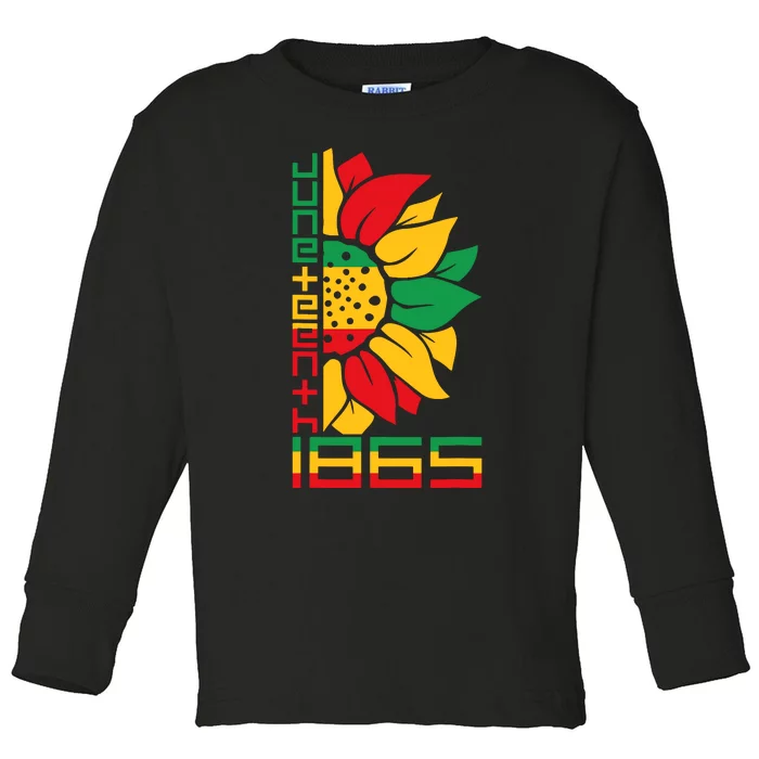 Sunflower Juneteenth Indepedence Day Black African American Toddler Long Sleeve Shirt