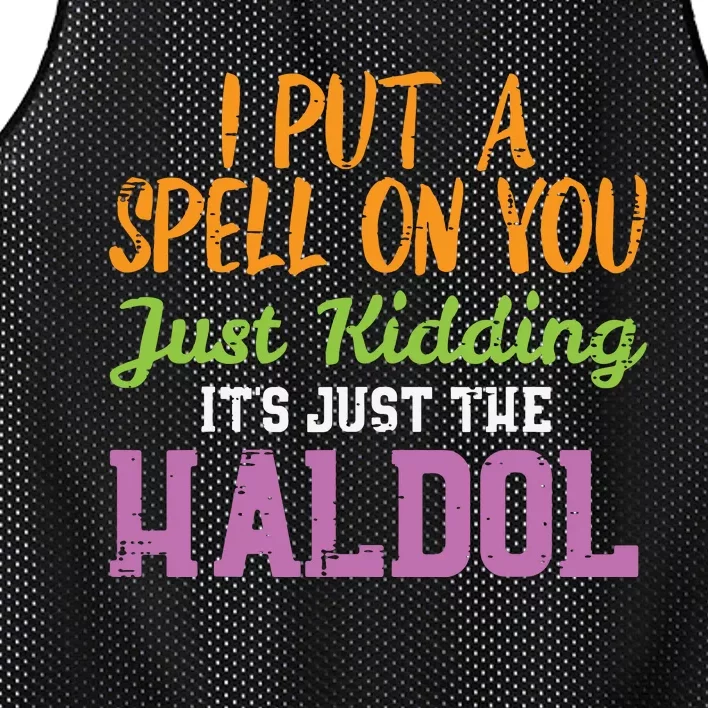 Spell Just Kidding Haldol Funny Nurse Halloween Rn Icu Women Mesh Reversible Basketball Jersey Tank