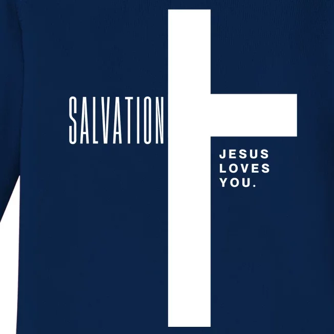 Salvation Jesus Loves You Cross Baby Long Sleeve Bodysuit