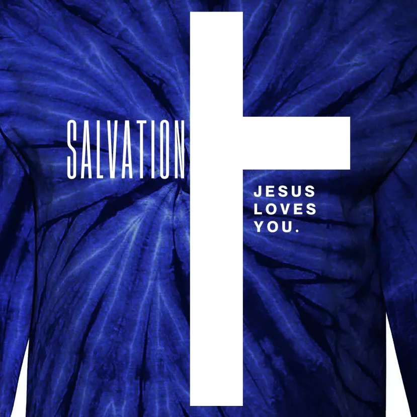 Salvation Jesus Loves You Cross Tie-Dye Long Sleeve Shirt