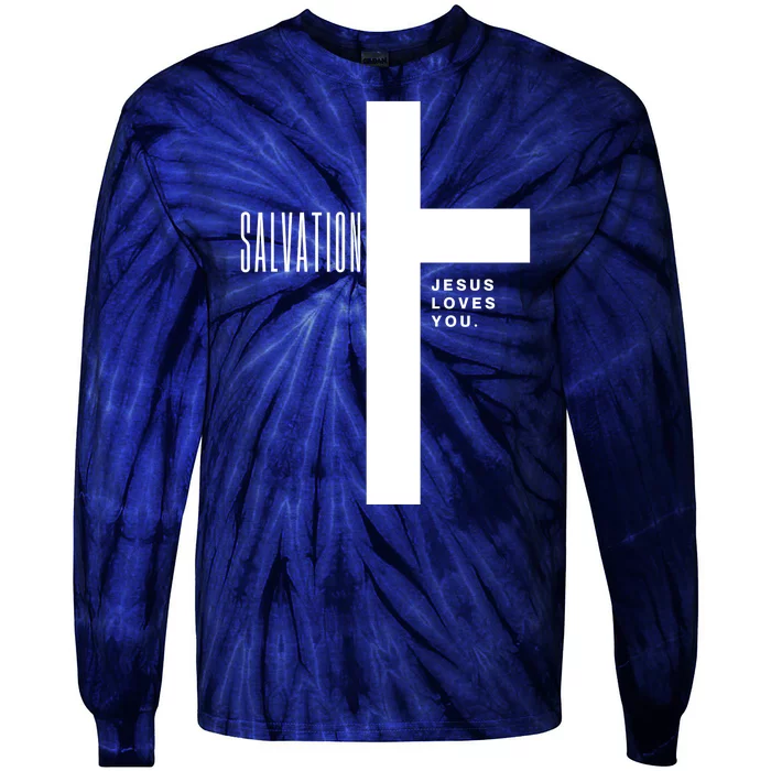 Salvation Jesus Loves You Cross Tie-Dye Long Sleeve Shirt