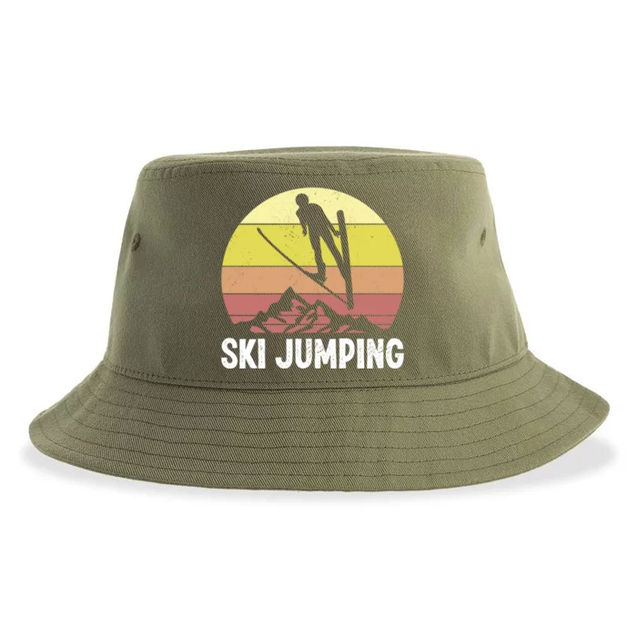 Ski Jumping Lover Ski Jumper Mountain Skiiing Winter Sport Cool Gift Sustainable Bucket Hat