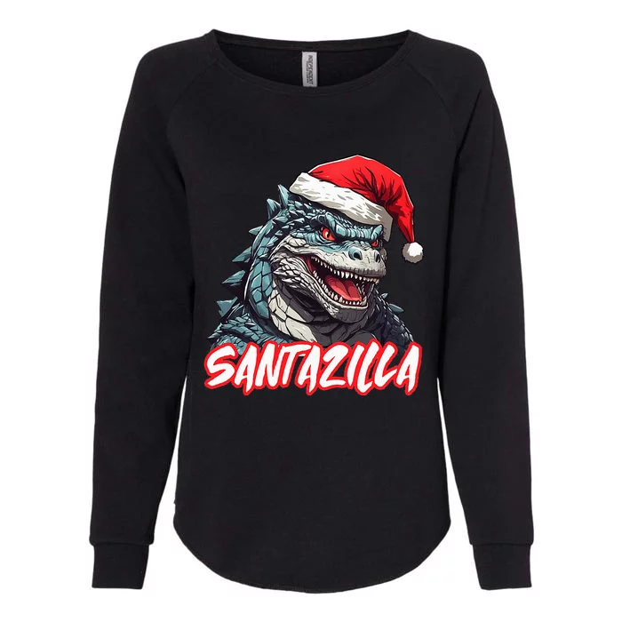 Santazilla Japanese Monster Kaiju Christmas Womens California Wash Sweatshirt