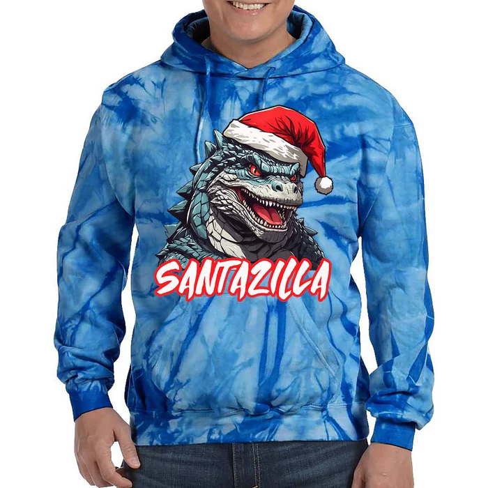 Santazilla Japanese Monster Kaiju Christmas Tie Dye Hoodie