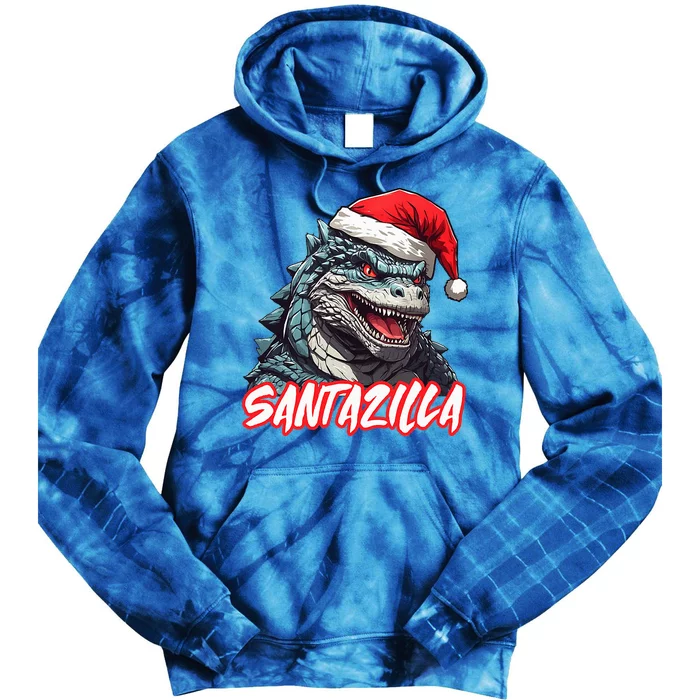 Santazilla Japanese Monster Kaiju Christmas Tie Dye Hoodie