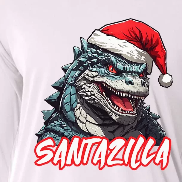 Santazilla Japanese Monster Kaiju Christmas Cooling Performance Long Sleeve Crew