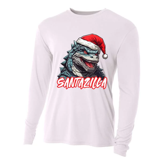 Santazilla Japanese Monster Kaiju Christmas Cooling Performance Long Sleeve Crew