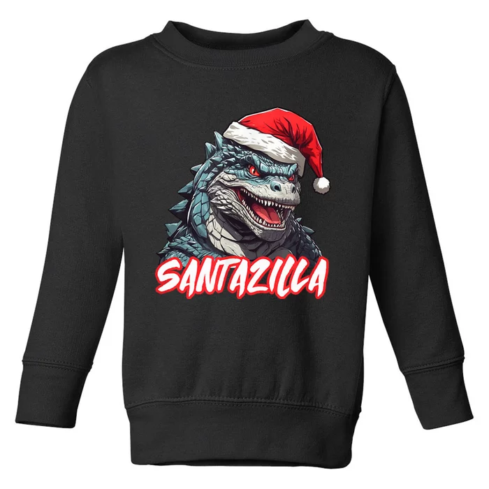 Santazilla Japanese Monster Kaiju Christmas Toddler Sweatshirt