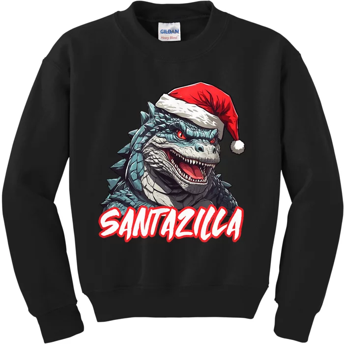 Santazilla Japanese Monster Kaiju Christmas Kids Sweatshirt