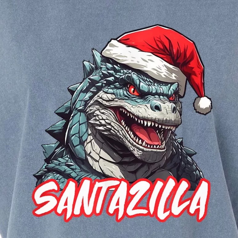 Santazilla Japanese Monster Kaiju Christmas Garment-Dyed Women's Muscle Tee