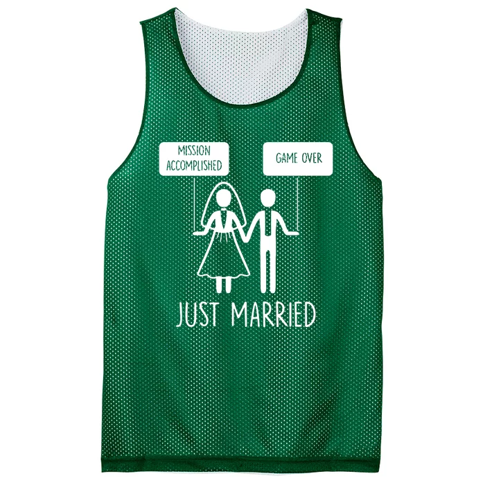 Sayings Just Married Game Over Bride Mesh Reversible Basketball Jersey Tank