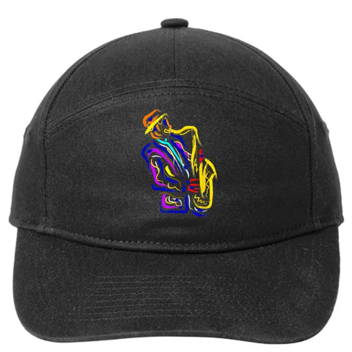 Saxophonist Jazz Musician Gift Idea Saxophone 7-Panel Snapback Hat