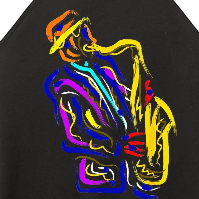 Saxophonist Jazz Musician Gift Idea Saxophone Women’s Perfect Tri Rocker Tank