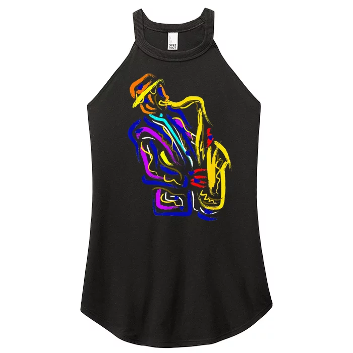 Saxophonist Jazz Musician Gift Idea Saxophone Women’s Perfect Tri Rocker Tank