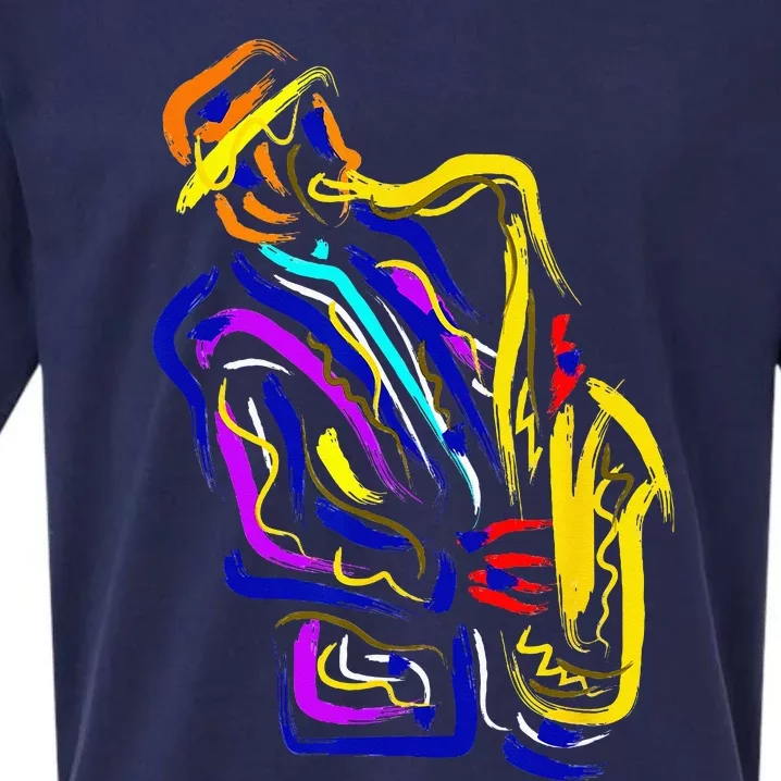 Saxophonist Jazz Musician Gift Idea Saxophone Sueded Cloud Jersey T-Shirt