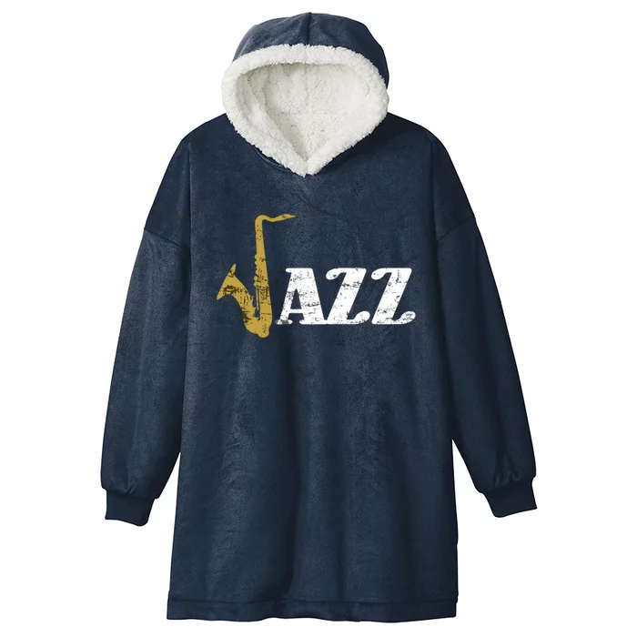 Saxophone Jazz Musician Dad Gift Fathers Day Sax Cool Gift Hooded Wearable Blanket