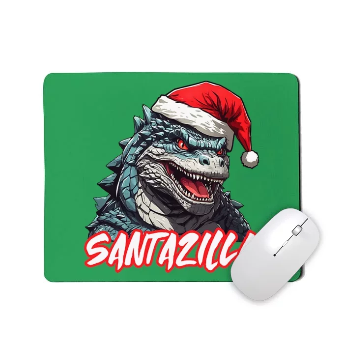 Santazilla Japanese Monster Kaiju Christmas Mousepad