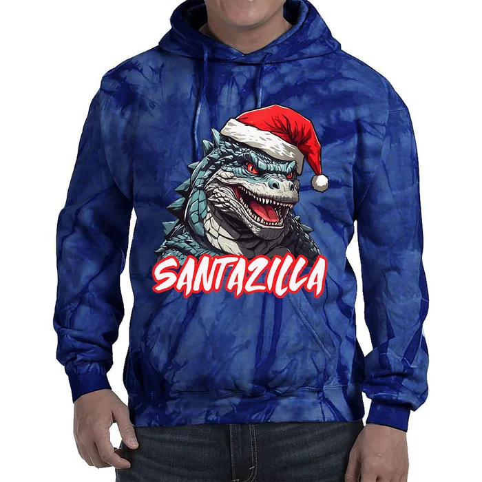 Santazilla Japanese Monster Kaiju Christmas Tie Dye Hoodie