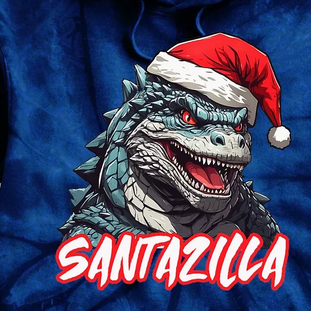 Santazilla Japanese Monster Kaiju Christmas Tie Dye Hoodie