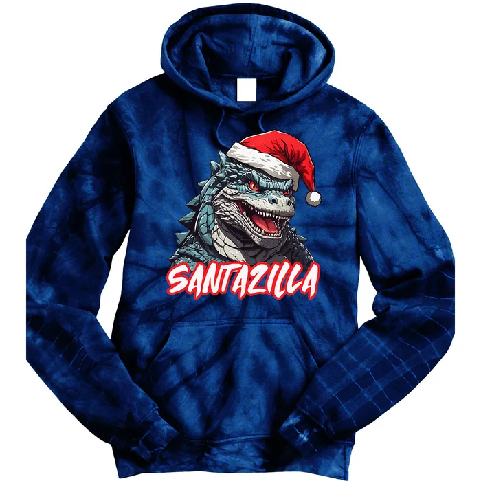 Santazilla Japanese Monster Kaiju Christmas Tie Dye Hoodie