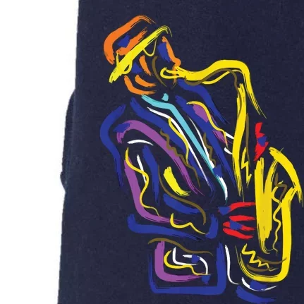 Saxophonist Jazz Musician Gift Idea Saxophone Doggie 3-End Fleece Hoodie