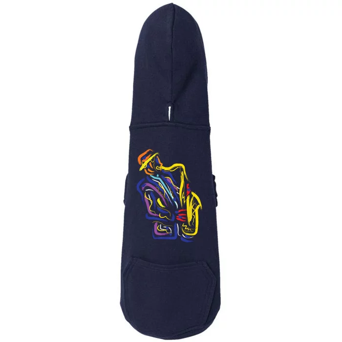 Saxophonist Jazz Musician Gift Idea Saxophone Doggie 3-End Fleece Hoodie