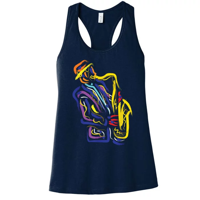 Saxophonist Jazz Musician Gift Idea Saxophone Women's Racerback Tank