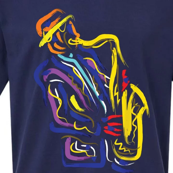 Saxophonist Jazz Musician Gift Idea Saxophone Sueded Cloud Jersey T-Shirt