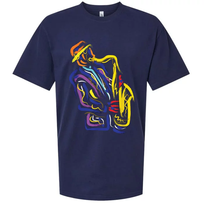 Saxophonist Jazz Musician Gift Idea Saxophone Sueded Cloud Jersey T-Shirt