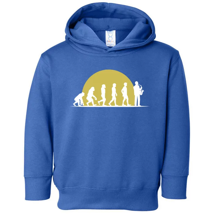 Saxophonist Jazz Musician Evolution Funny Saxophone Gift Toddler Hoodie