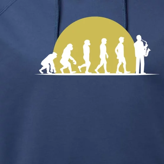 Saxophonist Jazz Musician Evolution Funny Saxophone Gift Performance Fleece Hoodie