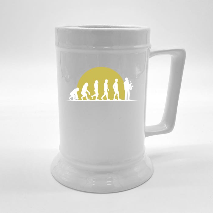 Saxophonist Jazz Musician Evolution Funny Saxophone Gift Front & Back Beer Stein