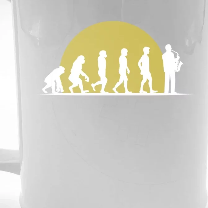 Saxophonist Jazz Musician Evolution Funny Saxophone Gift Front & Back Beer Stein