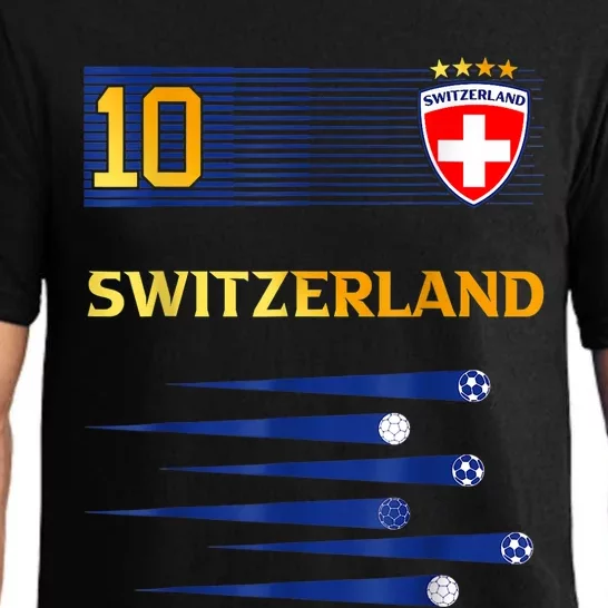 Switzerland Jersey Number ten Swiss Futebol Soccer Pajama Set