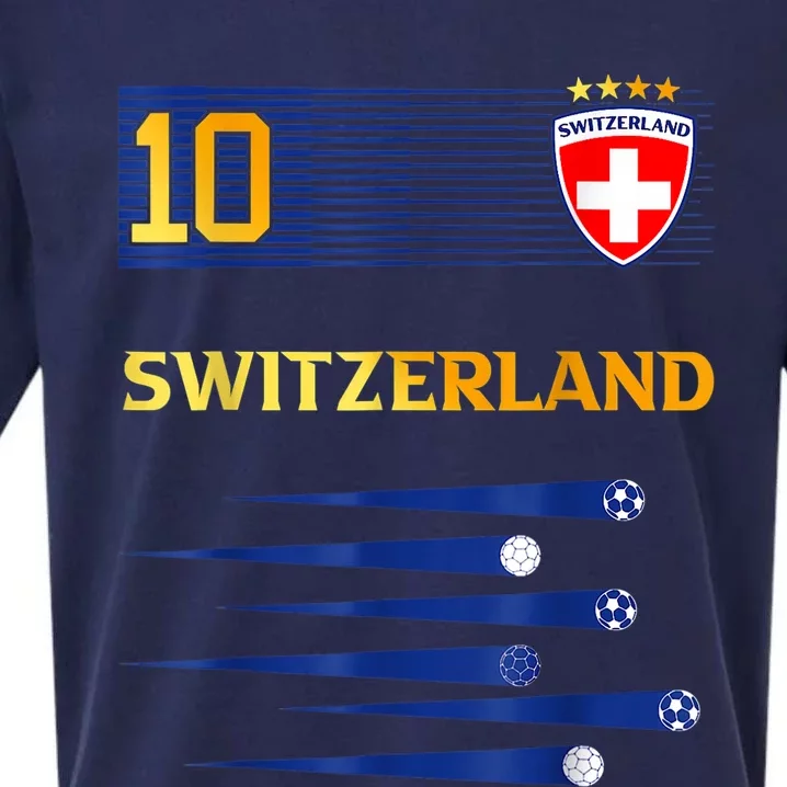 Switzerland Jersey Number ten Swiss Futebol Soccer Sueded Cloud Jersey T-Shirt