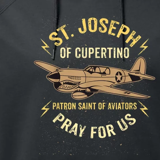 St. Joseph Of Cupertino Patron Saint Of Pilots Aviators Men Performance Fleece Hoodie