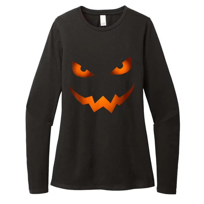 Scary Jack O Lantern Pumpkin Face Halloween Costume Tshirt Womens CVC Long Sleeve Shirt