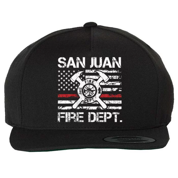 San Juan Puerto Rico Fire Department Thin Red Line Fireman Wool Snapback Cap