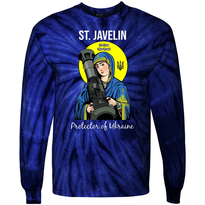 St. Javelin Protector Of Ukraine Support Stand With Ukraine Tie-Dye Long Sleeve Shirt