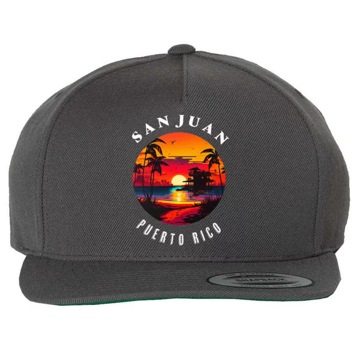 San Juan Puerto Rico Vintage 70s Sunset Beach Wool Snapback Cap