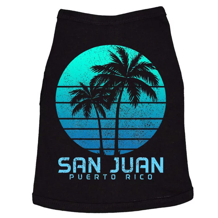 San Juan Puerto Rico Vintage Palm Trees Beach Souvenir Pride Doggie Tank