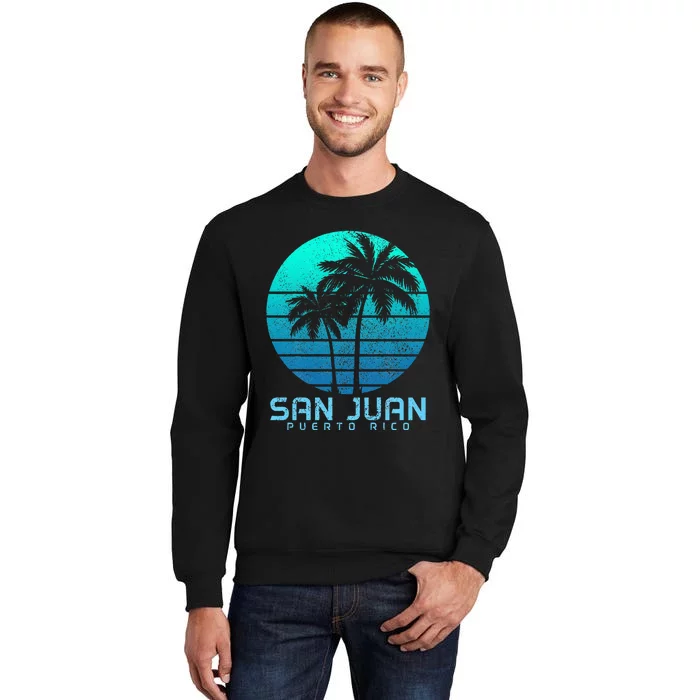 San Juan Puerto Rico Vintage Palm Trees Beach Souvenir Pride Sweatshirt