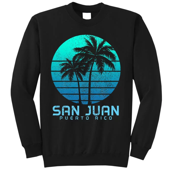 San Juan Puerto Rico Vintage Palm Trees Beach Souvenir Pride Sweatshirt