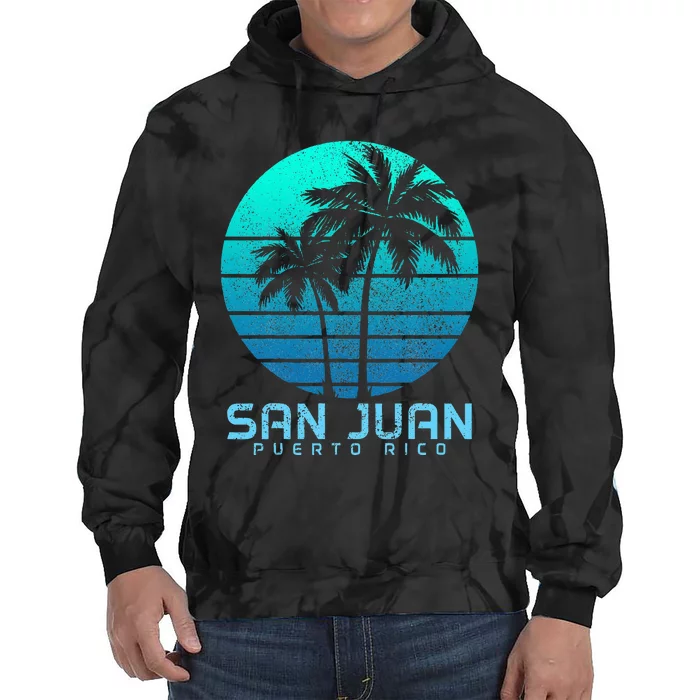 San Juan Puerto Rico Vintage Palm Trees Beach Souvenir Pride Tie Dye Hoodie