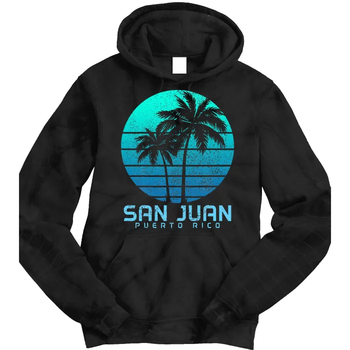 San Juan Puerto Rico Vintage Palm Trees Beach Souvenir Pride Tie Dye Hoodie