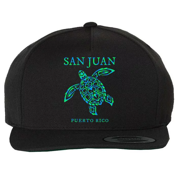 San Juan Puerto Rico Sea Turtle Vacation Wool Snapback Cap