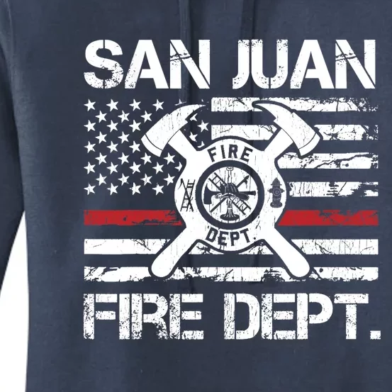 San Juan Puerto Rico Fire Department Thin Red Line Fireman Women's Pullover Hoodie